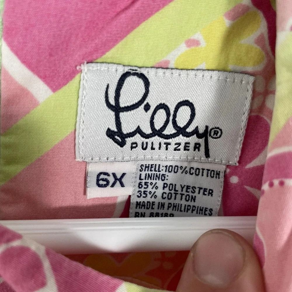 Lilly Pulitzer Dress Girls 6X Pink Floral Patchwork Shift Lined Summer Party